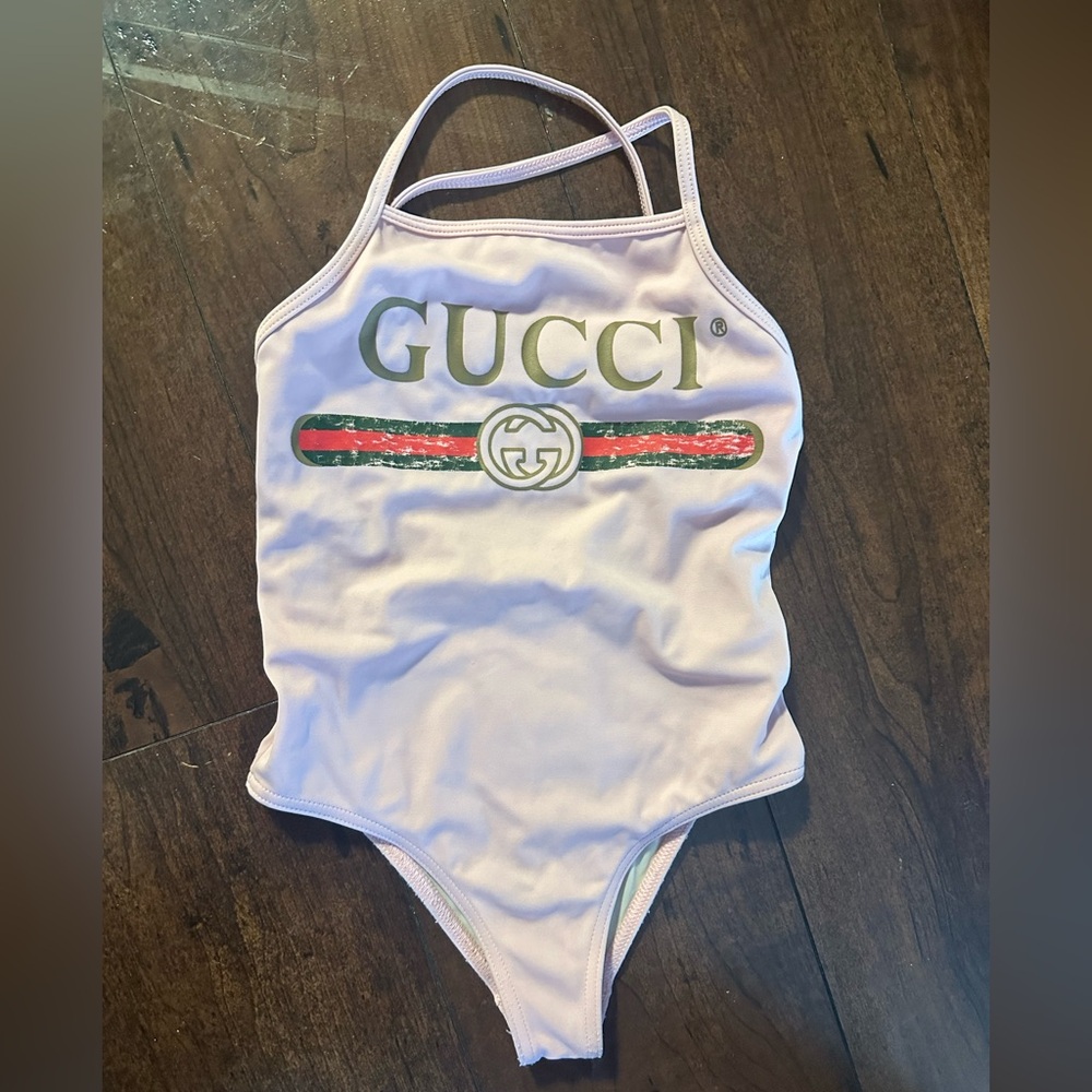 Gucci Light Pink Logo Swimsuit